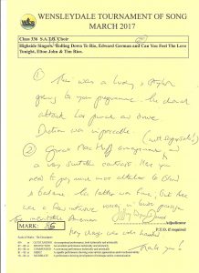 Adjudicator's handwritten notes (see the main page for a transcript of the text)